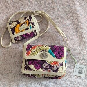 Vera Bradley Purple and Cream Crossbody Bag